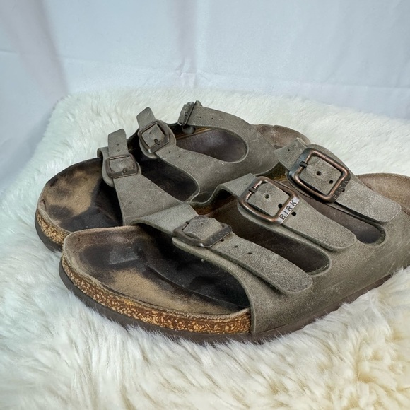 Birkenstock Shoes - Birkenstock Florida Soft Sandals - Gray/Brown - EU39 US8.5